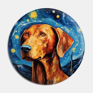 Redbone Dog Starry Night Pin