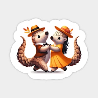 Cute Couple Pangolins Dancing Tango Pango-Tango Magnet