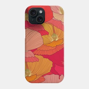 Poppy flowers/wild flowers/red poppy/orange poppy/pink poppy/large scale/summer time/cotton/bright flowers Phone Case