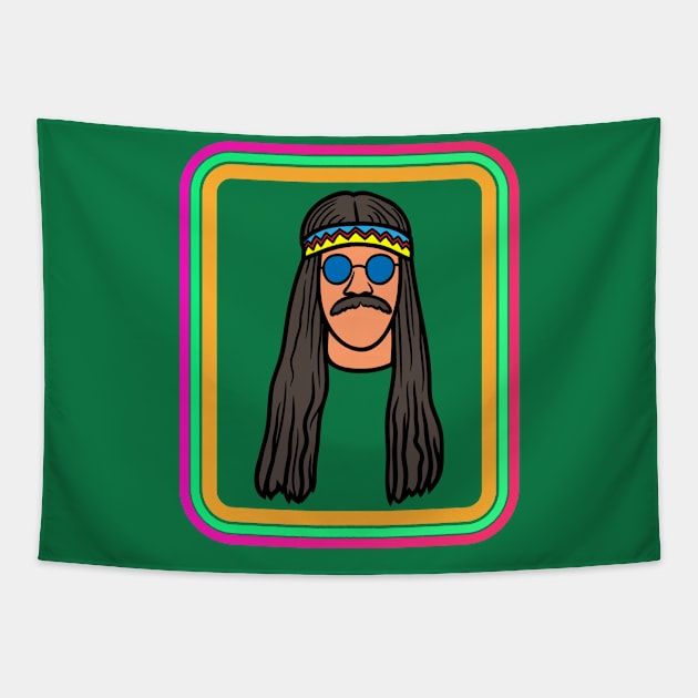 Hippie Soul with big mustache Tapestry by Retro Comic Books