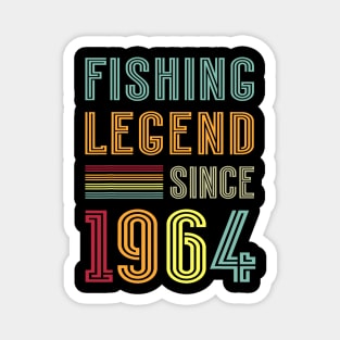 60th Birthday Fisherman Retro Vintage 1964 60 Years Fishing Magnet