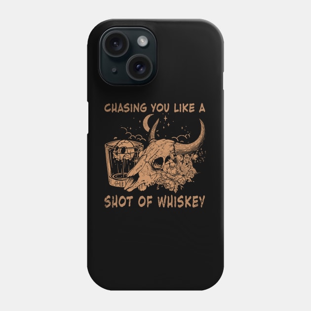 Chasing You Like A Shot Of Whiskey Mountain Deserts Bull Skull Flowers Phone Case by Beetle Golf