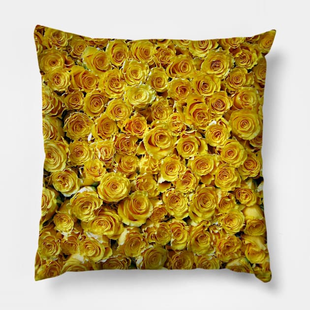 Yellow Roses Pillow by Ludwig Wagner