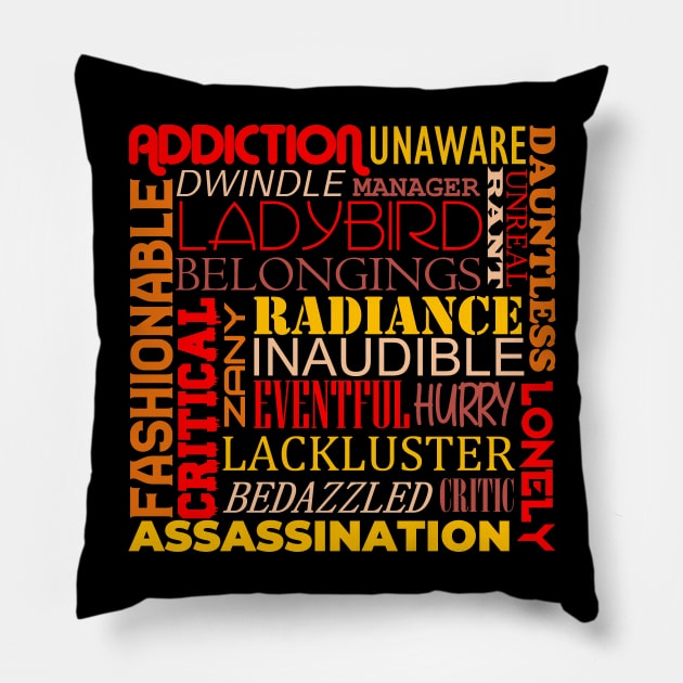 Words Coined by William Shakespeare Pillow by inotyler