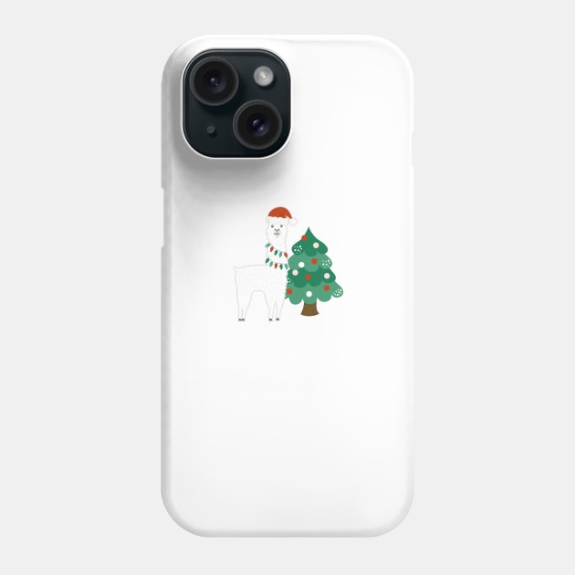 Festive Holiday Llama Phone Case by latheandquill