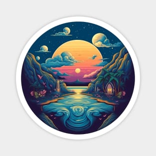 Surreal Dreamscape: Sunset Reflections Magnet