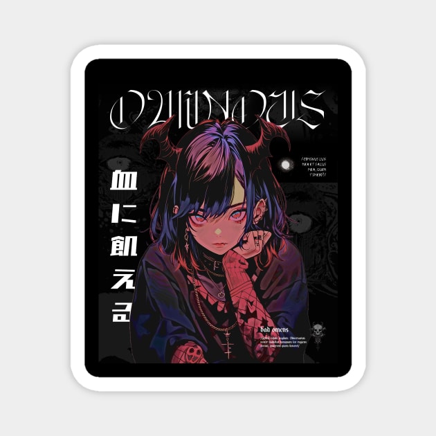 Ominous Halloween Anime Demon Girl Magnet by cursedink