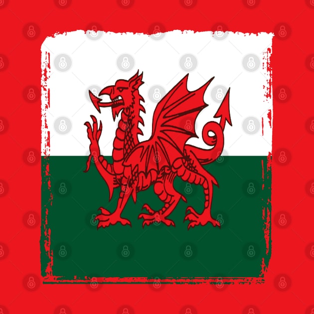 Y Ddraig Goch The Red Dragon Grunge Welsh Flag by taiche