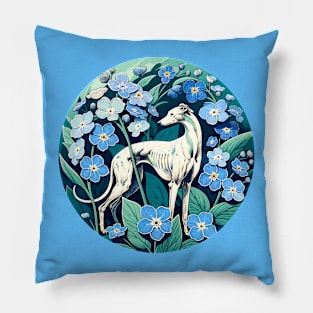 Forget Me Not Greyhound Pillow