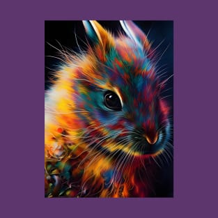 Colorful Year of the Rabbit 01 - Chinese Lunar Year Zodiac Sign or Easter Bunny Digital AI Art T-Shirt