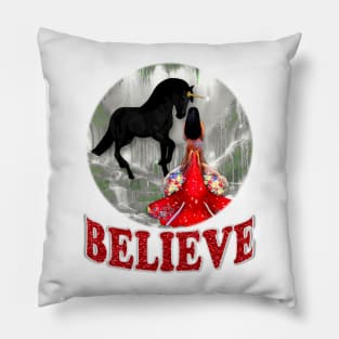 Believe. Unicorn and Mermaid Pillow