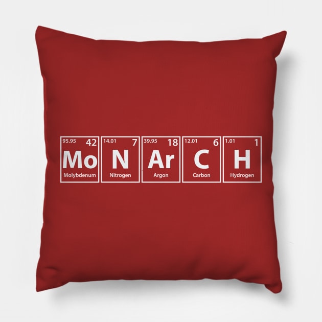 Monarch (Mo-N-Ar-C-H) Periodic Elements Spelling Pillow by cerebrands