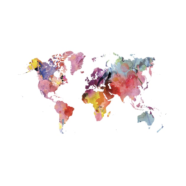 Watercolor world map, Africa centred by SouthPrints