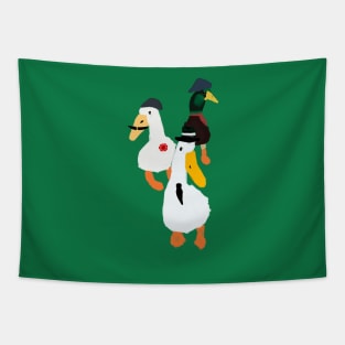 Three Fashionable Ducks Tapestry