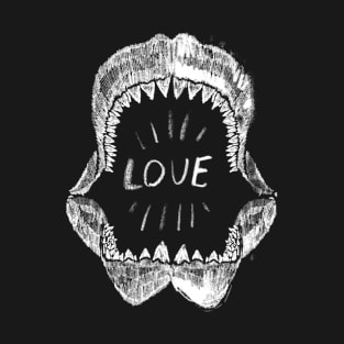 Megalodon Shark Love Hand Drawing Cool Graphic Design T-Shirt