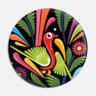 Mexican Amate Bird with Colorful Flowers by Akbaly Pin