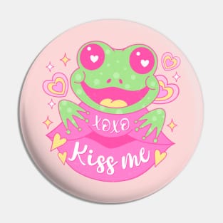 Frog In Love XOXO Kiss Me Happy Valentines Day Pin