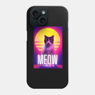 Meow Synthwave Cat Phone Case