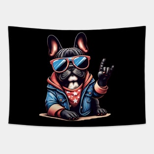 Funny French Bulldog with Sunglasses Tapestry