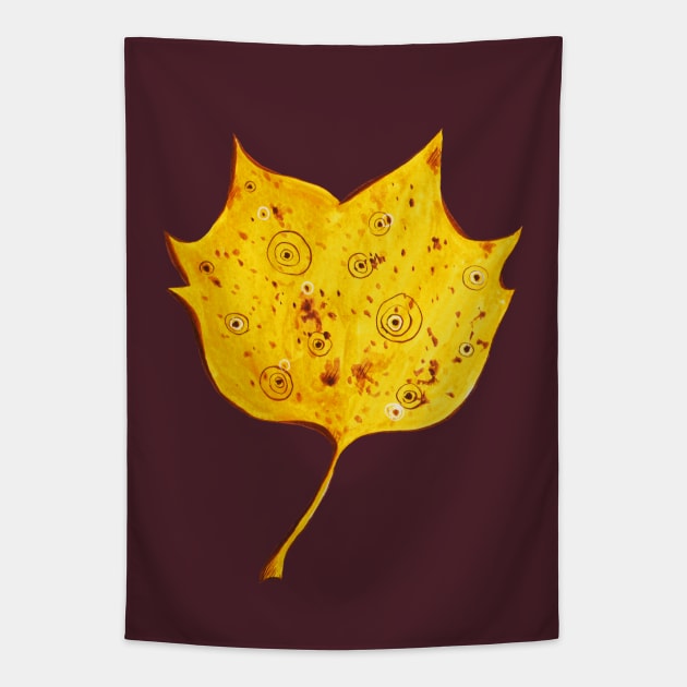 Fancy Watercolor Yellow Autumn Leaf Tapestry by Boriana Giormova