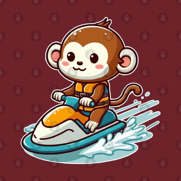 cute monkey Jetskiing by fikriamrullah