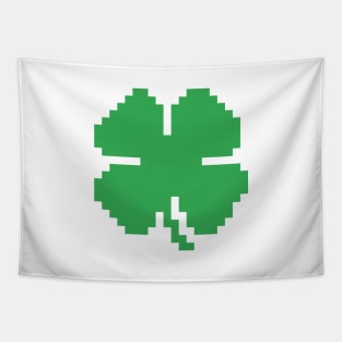 8 Bit Luck Pixel Four Leaf Clover Tapestry