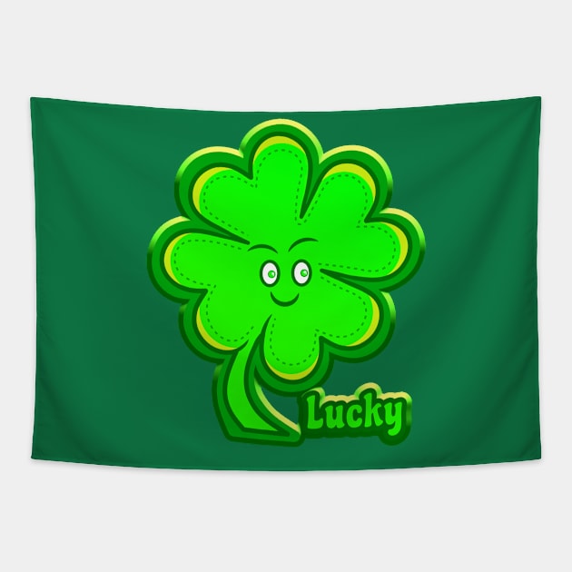 Lucky 4 Leaf Clover 2 (3D-ish) Tapestry by RD Doodles