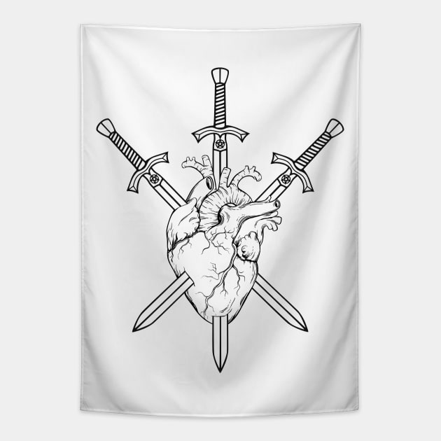 Three of Swords Tapestry by RavenWake