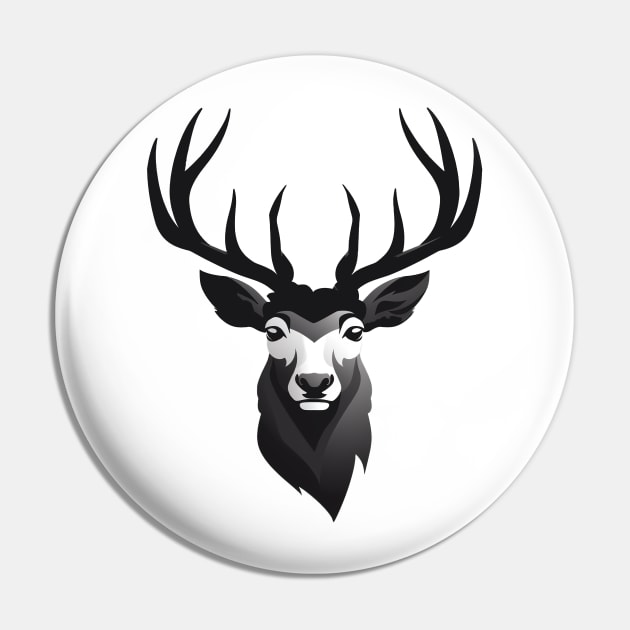 Black and White Deer Pin by TooplesArt