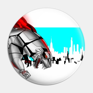 the mighty mechagodzilla kaiju in the city in disaster ecopop wallpaper art Pin