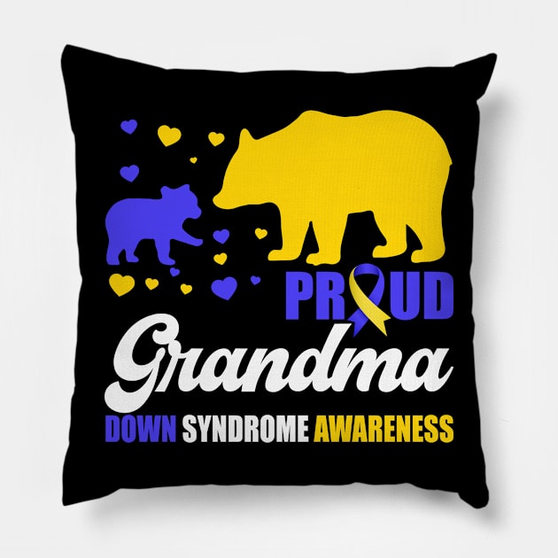 Proud Bear Grandma Down Syndrome Awareness T21 Mom Pillow by Shaniya Abernathy