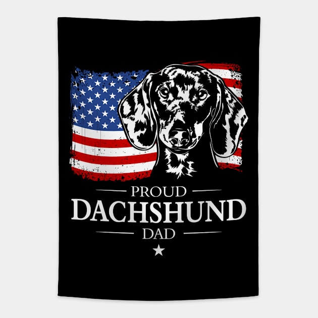 Proud Dachshund Dad American Flag patriotic dog Tapestry by wilsigns