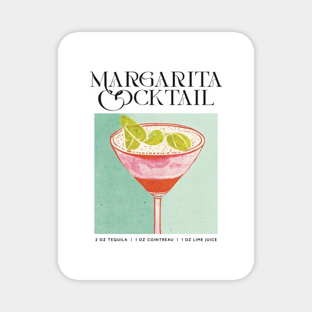 Margarita Retro Poster Turquoise Bar Prints, Vintage Drinks, Recipe, Wall Art Magnet by BetterManufaktur