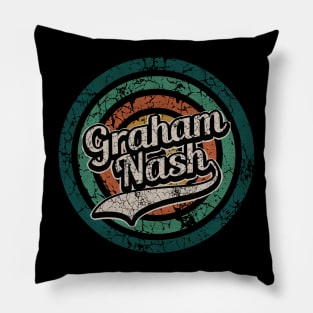 Graham Nash // Retro Circle Crack Vintage Pillow