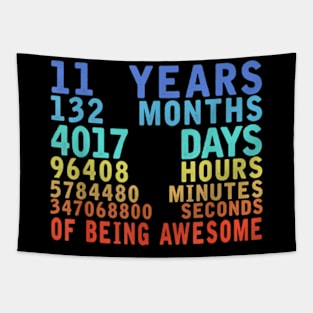 11 Years 132 Months Of Being Awesome 11th Birthday Countdown Tapestry