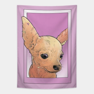 chihuahua girl in pink Tapestry