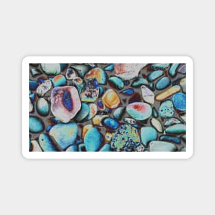 Magic beach pebbles: trippy retro edit of abstract nature photography Magnet