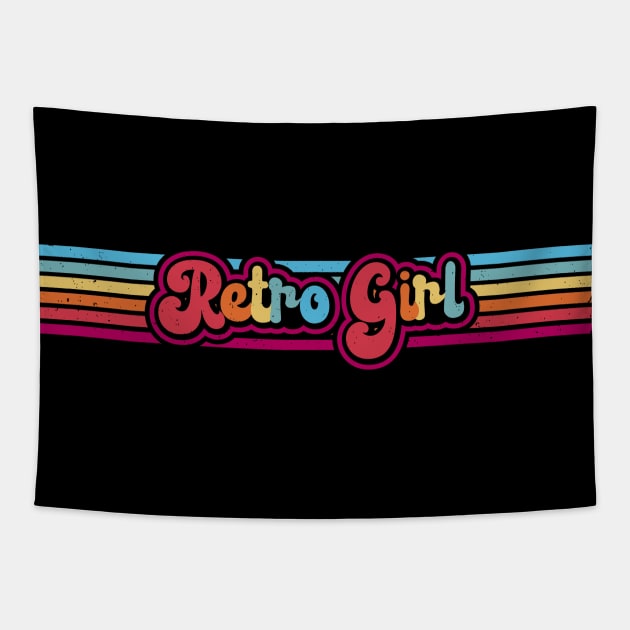 Retro Girl Rainbow Stripes Tapestry by Jitterfly