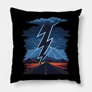 Lightning Bolt Desert Road Pillow