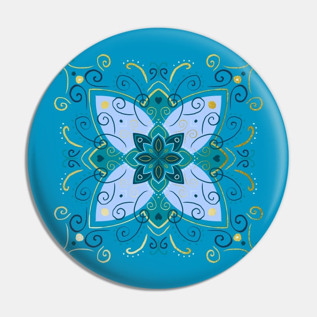 Blue and gold flower mandala Pin by Home Cyn Home 