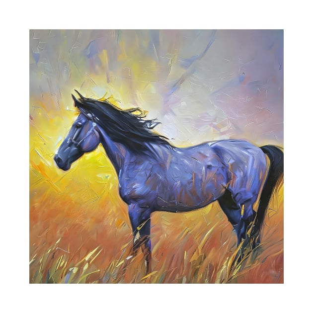 Painting of a blue horse by bogfl