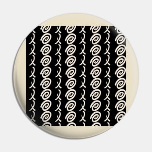 Hugs and kisses Ivory on Black Pattern Pin