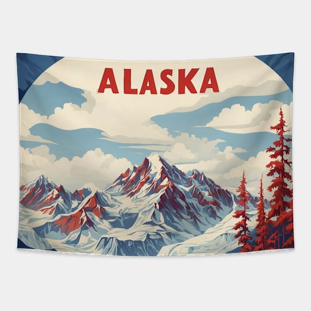 Alaska United States of America Tourism Vintage Poster Tapestry by TravelersGems