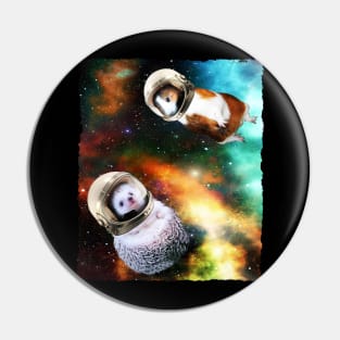 Cute Hedgehog And Guinea Pig Floating In Space Galaxy Pin