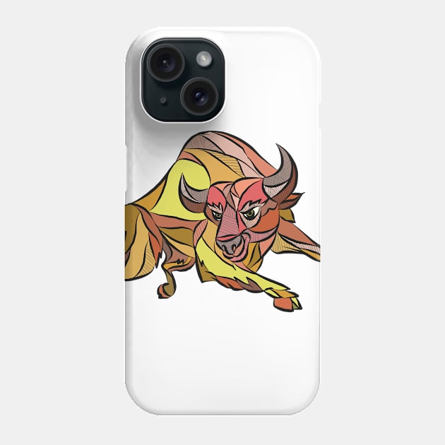 Raging Bull Charging Drawing Phone Case by patrimonio