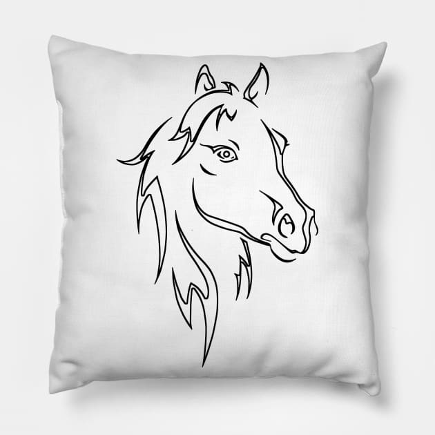 Horse Sketch Pillow by GR-ART
