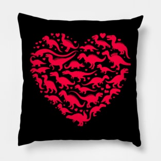 Dinosaurs Heart Valentines day Pillow