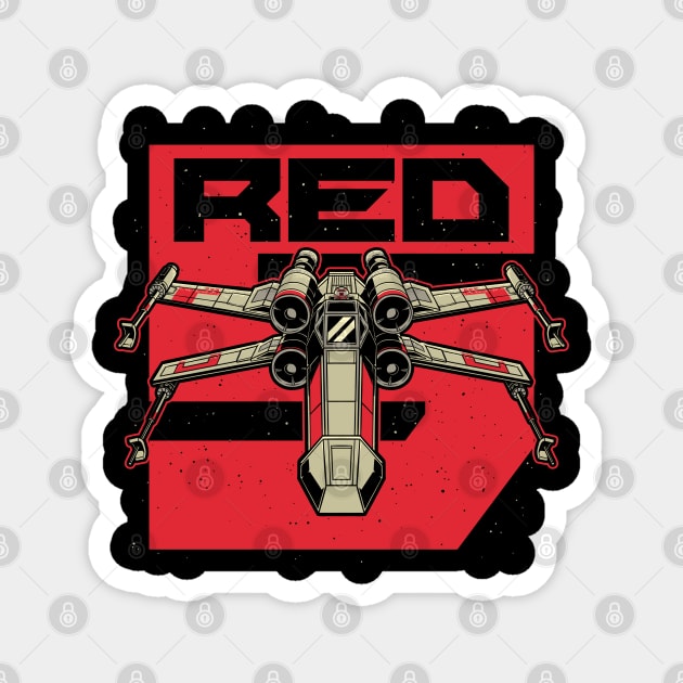 Red Spaceship Revolution - Rebel Space Movie Magnet by Studio Mootant