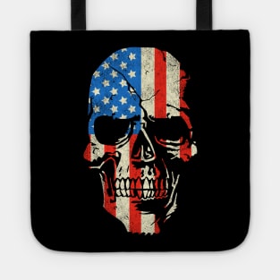 Skull Graphic - Patriotic Badass Distressed Art - US Flag Tote