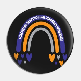 Functional Neurological Disorder Awareness Rainbow with hearts Pin